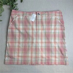 Christopher & Banks Skort Built-In Shorts Pink Plaid Golf Women’s Size 14 NWT